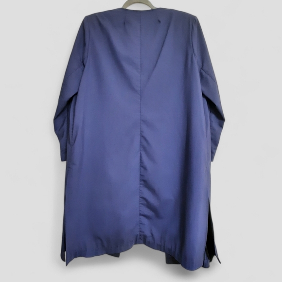 PARI PASSU Minimalist Wool Navy Lightweight Coat Trench Blazer Hourglass 16 - Picture 10 of 11